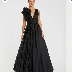 Mac Duggal Black Ruffle Prom Dress